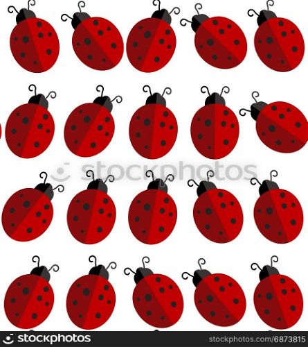 Ladybird on white background . illustration.. Lady-bird or red ladybug pattern on light background. Cartoon illustration. Endless insect texture for textile