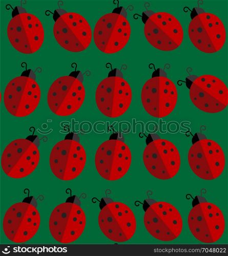 Ladybird or lady-bird background . illustration.. Lady-bird or ladybug pattern on light background. Cartoon illustration. Endless insect texture for textile