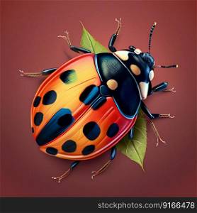 Ladybug colorful illustration closeup. Generative AI. High quality illustration. Ladybug colorful illustration closeup. Generative AI