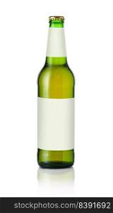 Lager beer bottle with an example label isolated on a white background. WIth clipping path
