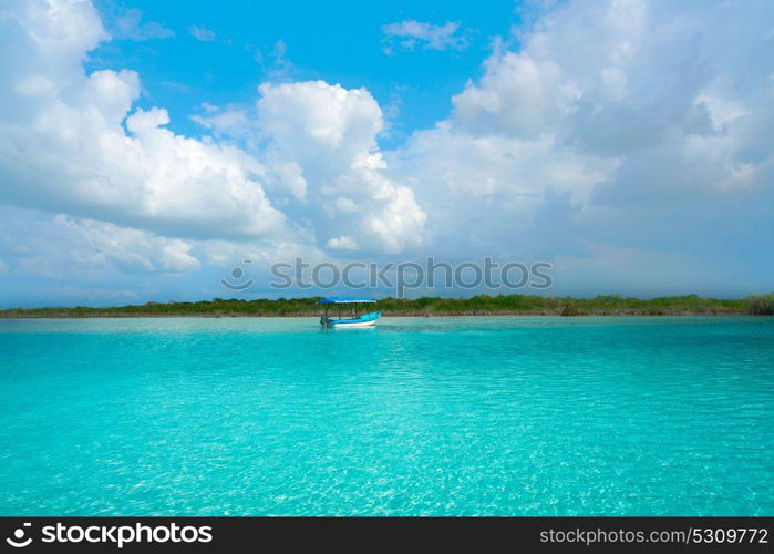 Laguna de Bacalar Lagoon in Mayan Mexico at Quintana roo