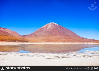Laguna Verde (Green Lake) and Licancabur volcano in the Altiplano of Bolivia