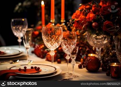 Laid festive table in a restaurant with luxury tableware set... Laid festive table in a restaurant with luxury tableware set