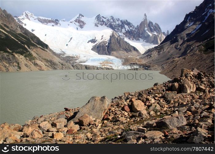 Lake and glacier in national park near El Chalten, Argentina