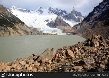 Lake and glacier in national park near El Chalten, Argentina