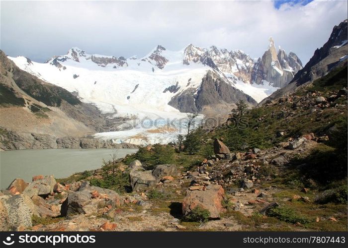 Lake and mountain in narional park near El Chalten, Argentina
