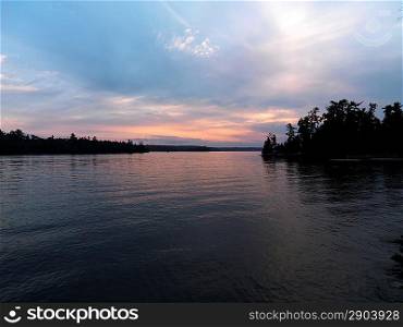 Lake at dusk, Lake of the Woods, Ontario, Canada