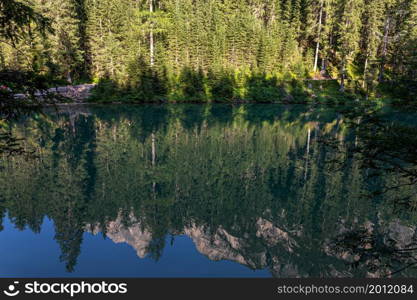 Lake Braies is a lake in the Prags Dolomites in South Tyrol, Italy