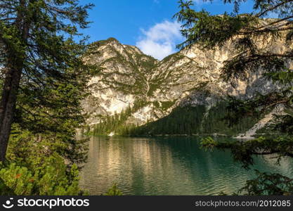 Lake Braies is a lake in the Prags Dolomites in South Tyrol, Italy