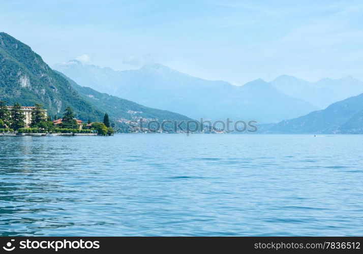 Lake Como (Italy) coast summer view from ship board