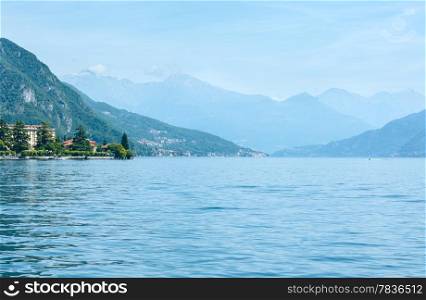 Lake Como (Italy) coast summer view from ship board