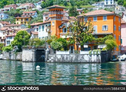 Lake Como (Italy) shore summer view from ship board