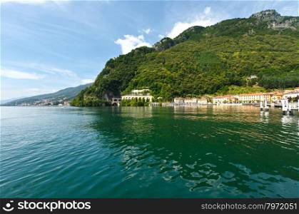 Lake Como (Italy) shore summer view from ship board