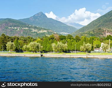 Lake Como (Italy) summer coast view from ship board