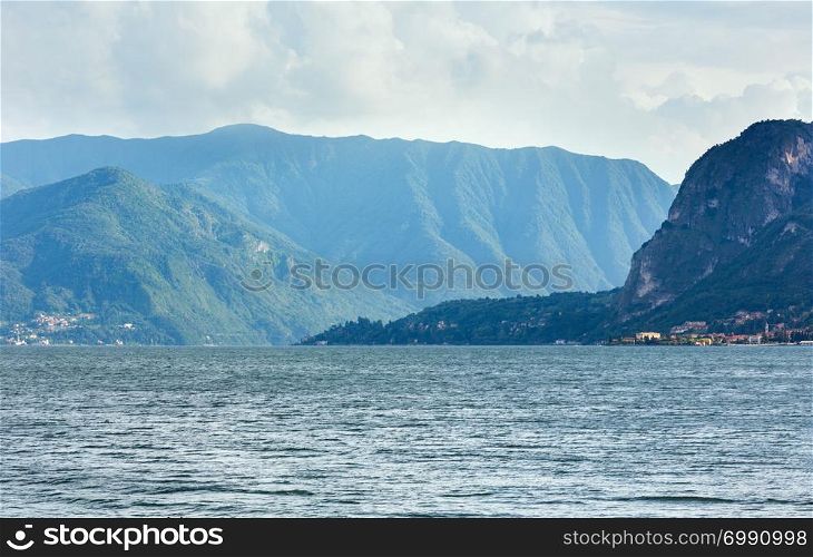 Lake Como (Italy) summer evening misty view.