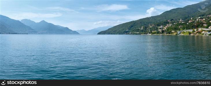 Lake Como (Italy) summer panorama. View from ship board