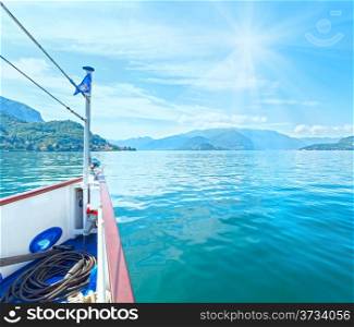 Lake Como (Italy) summer sunshine view from ship board