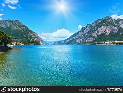 Lake Como (Italy) summer sunshine view from shore.
