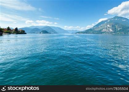 Lake Como (Italy) summer view from ship board.