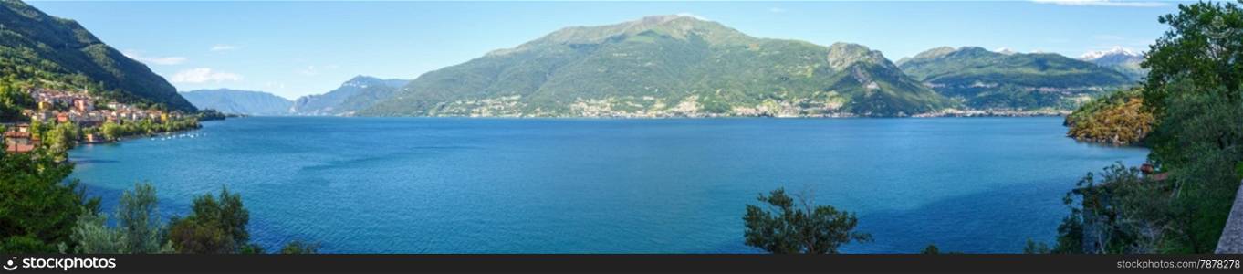 Lake Como (Italy) summer view from shore. Panorama.