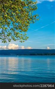 Lake Constance in summer blue sky