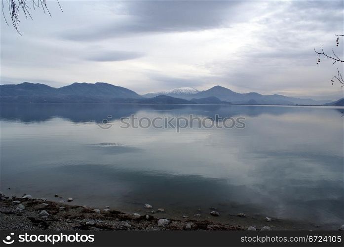 Lake Egirdir with clouds on autumn