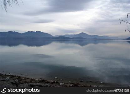 Lake Egirdir with clouds on autumn