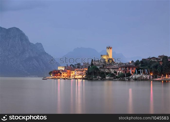 Lake Garda and Town of Malcesine in the Evening, Italy