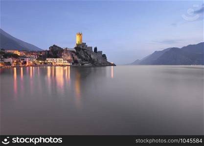 Lake Garda and Town of Malcesine in the Evening, Italy