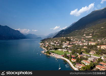 Lake Garda is the largest lake in Italy. It is located in Northern Italy, about half-way between Brescia and Verona, and between Venice and Milan.