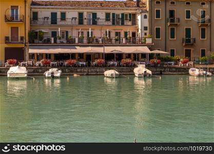 Lake Garda, typical restaurant on a dock