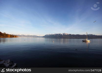 lake geneva landscape on sunrise