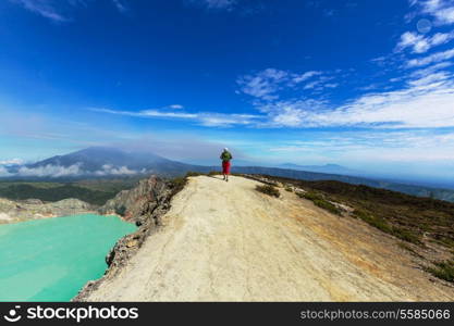 Lake in a crater Volcano Ijen, Java,Indonesia