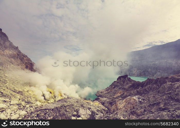 Lake in a crater Volcano Ijen, Java,Indonesia