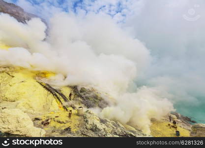 Lake in a crater Volcano Ijen, Java,Indonesia