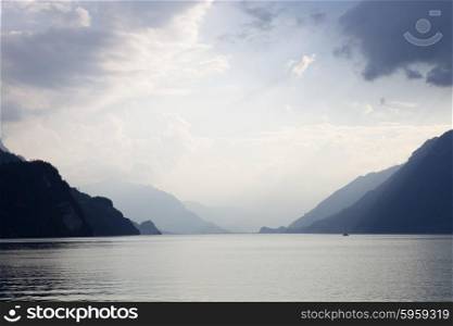 Lake in Brienz at the mountains, in Switzerland