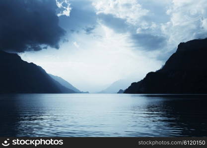 Lake in Brienz at the mountains, in Switzerland