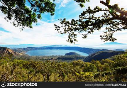 Lake in El Salvador. Coatepeque lake view, Santa Ana, El Salvador, Central America