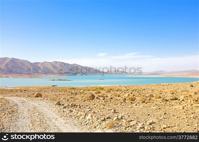 Lake in the desert from Morocco Africa