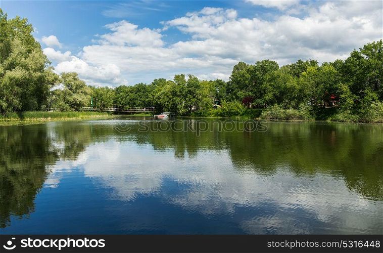 lake in the park. Landscape with a lake in the park
