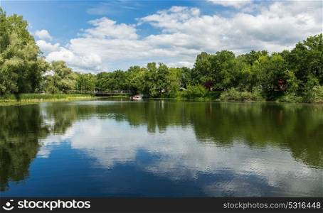 lake in the park. Landscape with a lake in the park