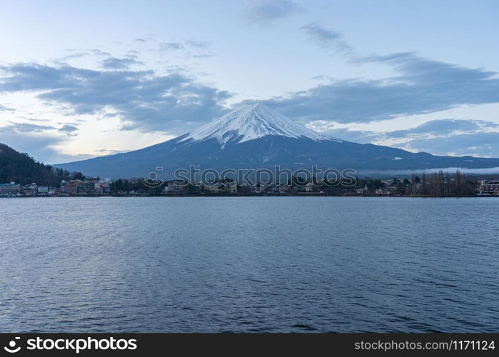 Lake Kawaguchiko with view of Fuji Mount in Japan.