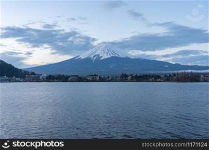 Lake Kawaguchiko with view of Fuji Mount in Japan.