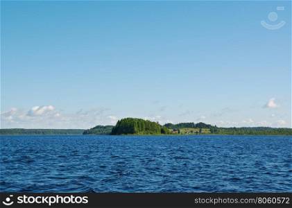 Lake Kenozero .view of the island . Arkhangelsk region, Russia
