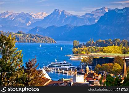 Lake Luzern and Alpine peaks view, landscapes of central Switzerland
