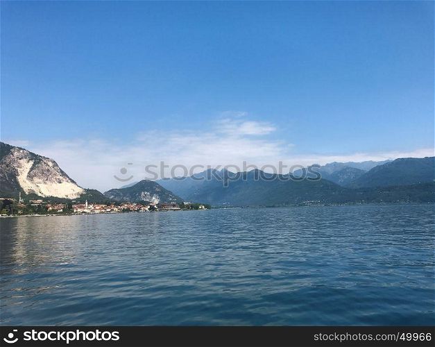 Lake Maggiore Italy mountains and waterborromee islands landscape