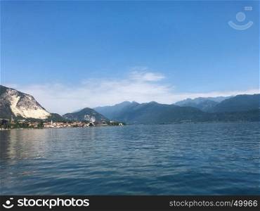 Lake Maggiore Italy mountains and waterborromee islands landscape