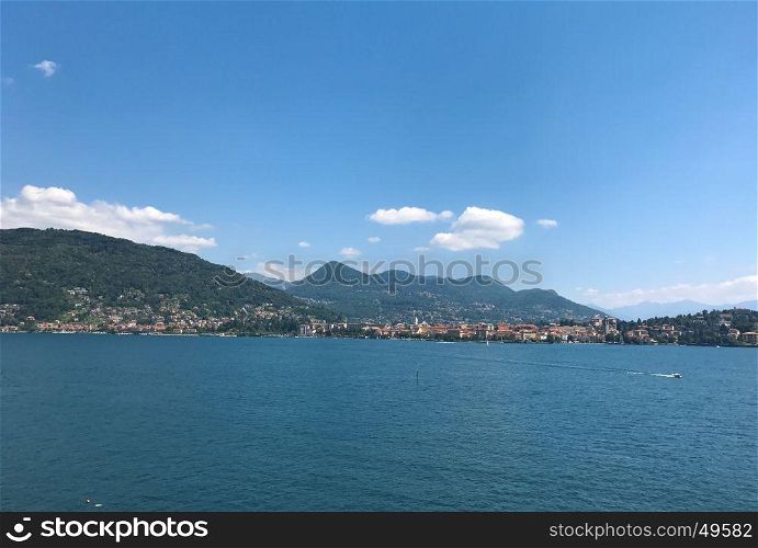 Lake Maggiore Italy mountains water and boat landscape