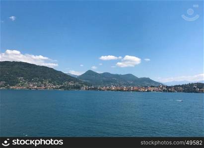 Lake Maggiore Italy mountains water and boat landscape