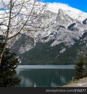 Lake Minnewanka Lake, a glacial lake in Banff National Park, Alberta, Canada